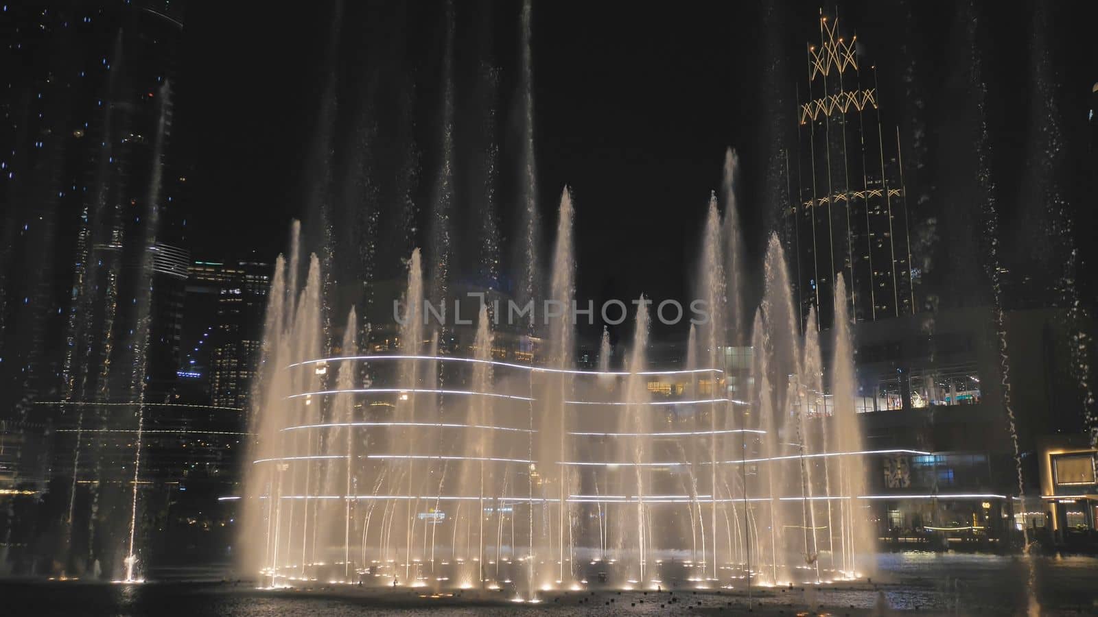 Dancing fountains in Dubai in the evening