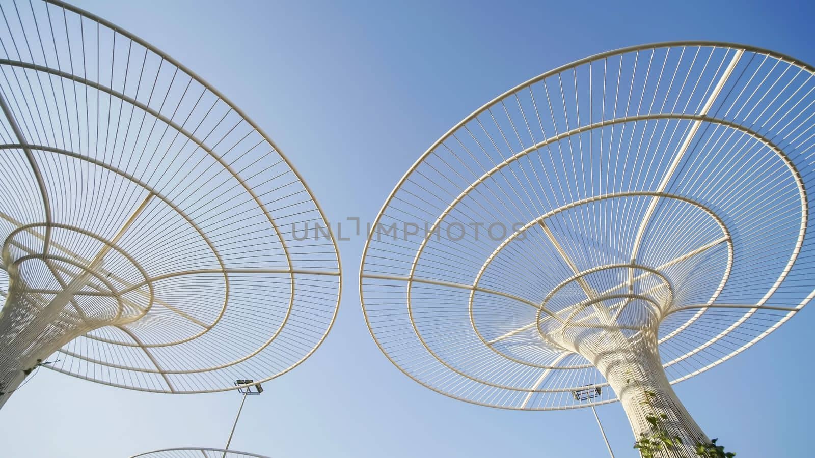 Futuristic metal flowers in Dubai Miracle Garden Park