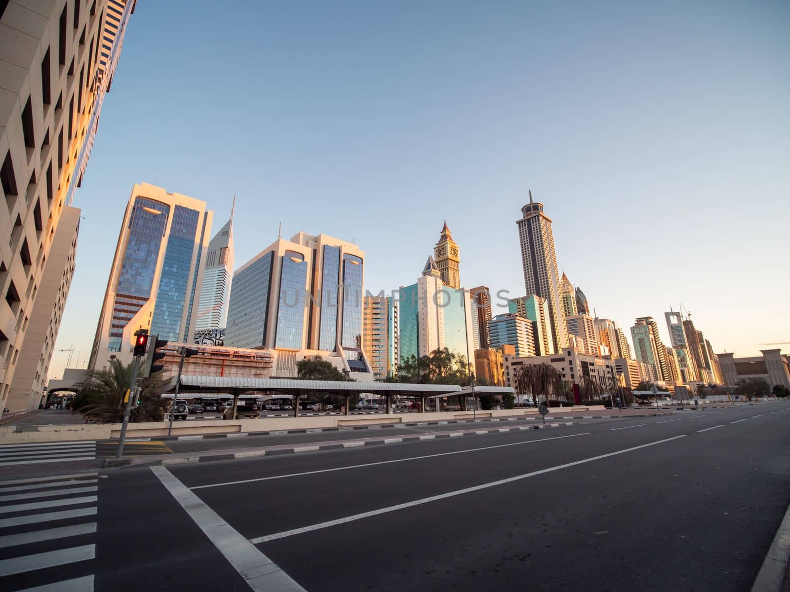 Empty streets of Dubai during quarantine. UAE