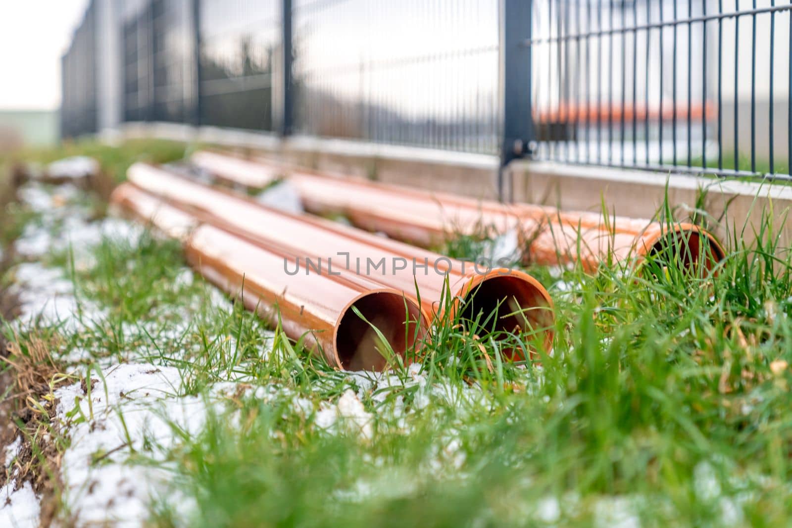 water pipes in the construction yard.
