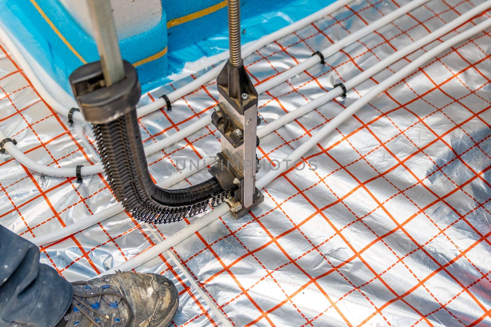 stapler for underfloor heating pipes.