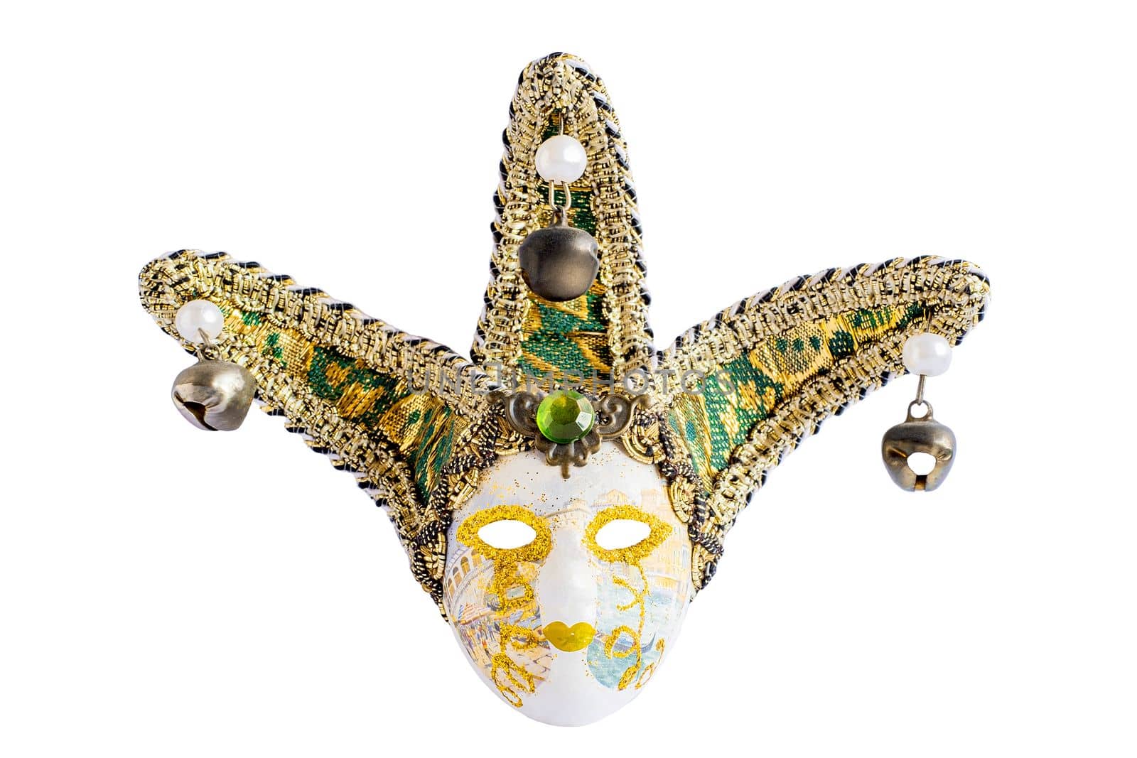 Venetian carnival face mask isolated on white background.