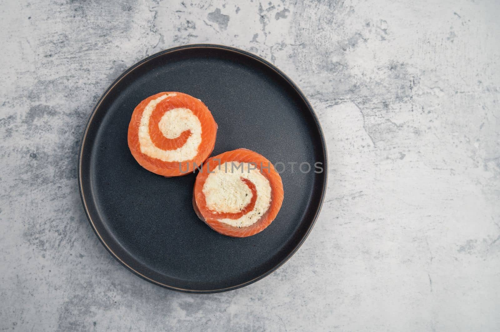 Salmon roll with mozzarella. Semi-finished dish