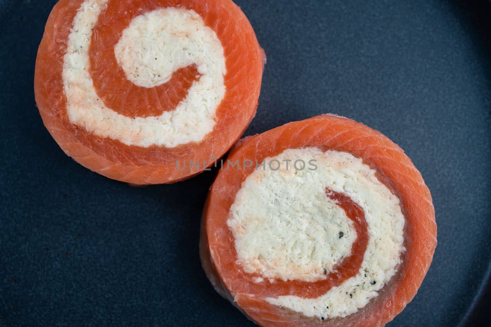 Salmon roll with mozzarella. Semi-finished dish