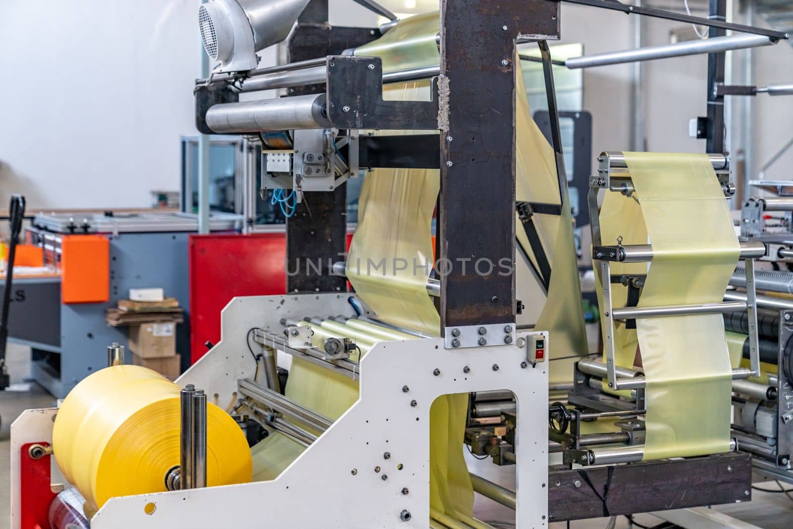 automated production of plastic bags. High quality photo