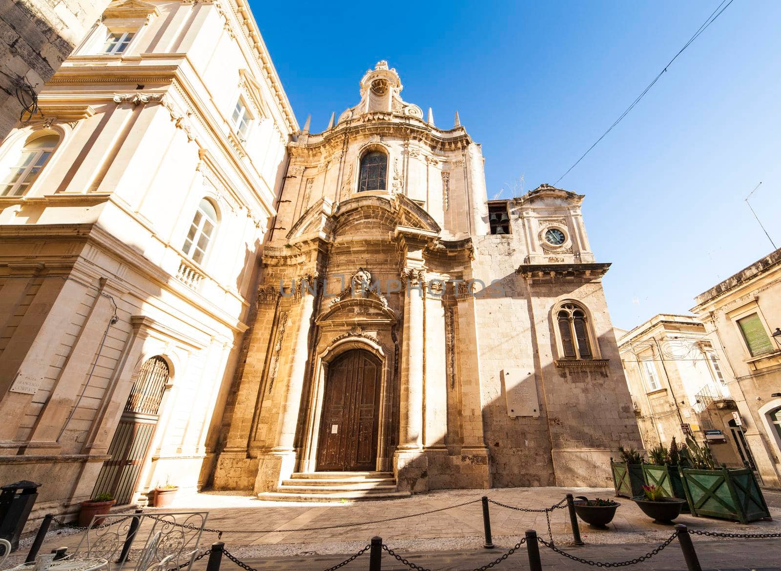 View of San francesco church in Ortigia island of Syracuse