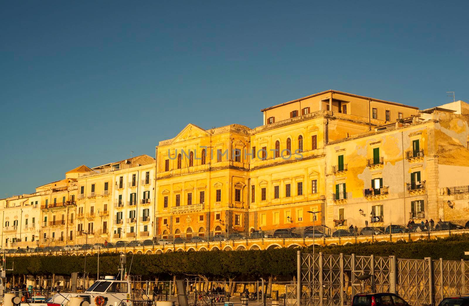 Building at sunset, Ortigia, Syracuse. Italy