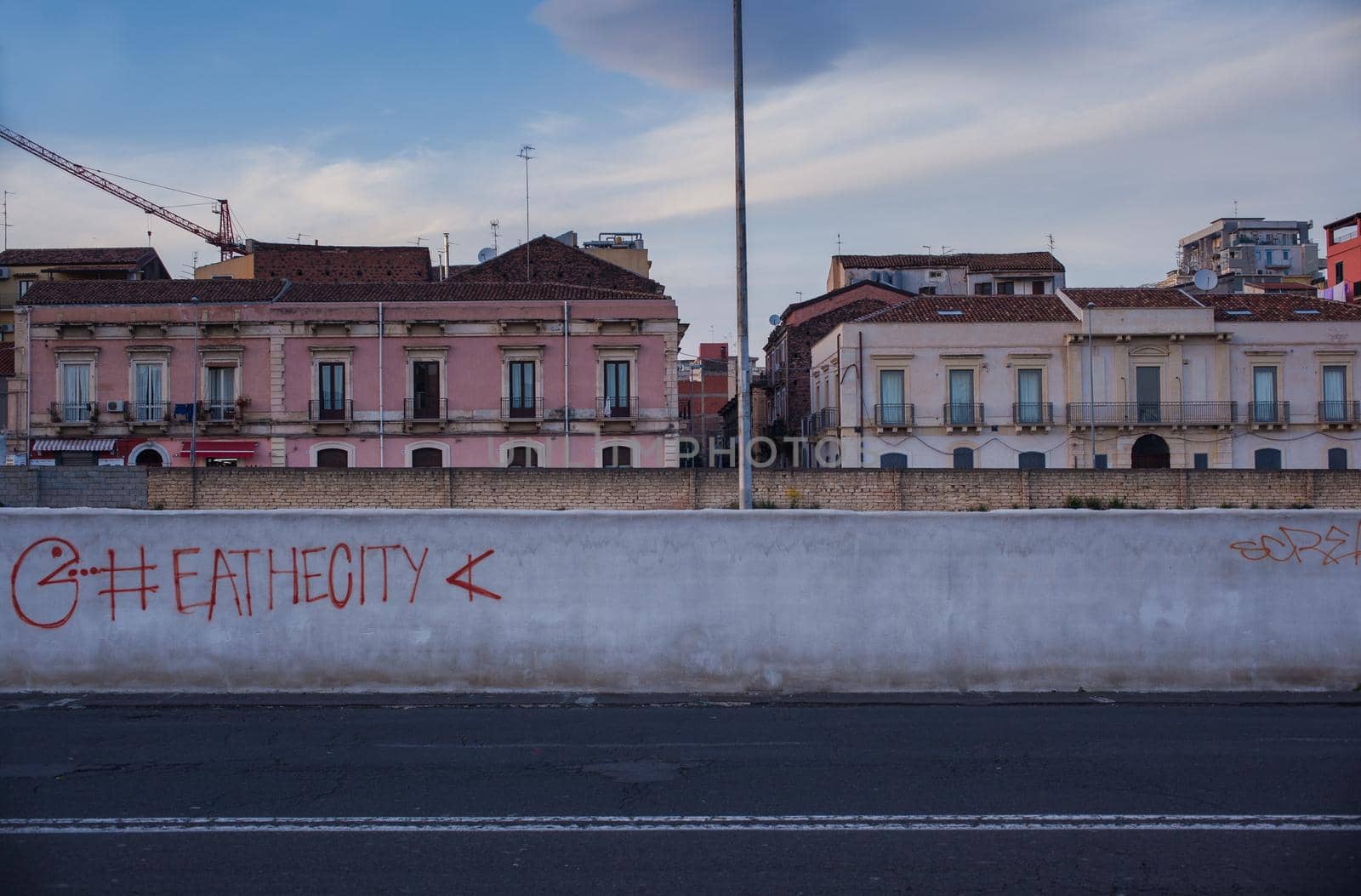 View of empty road in Catania, Italy