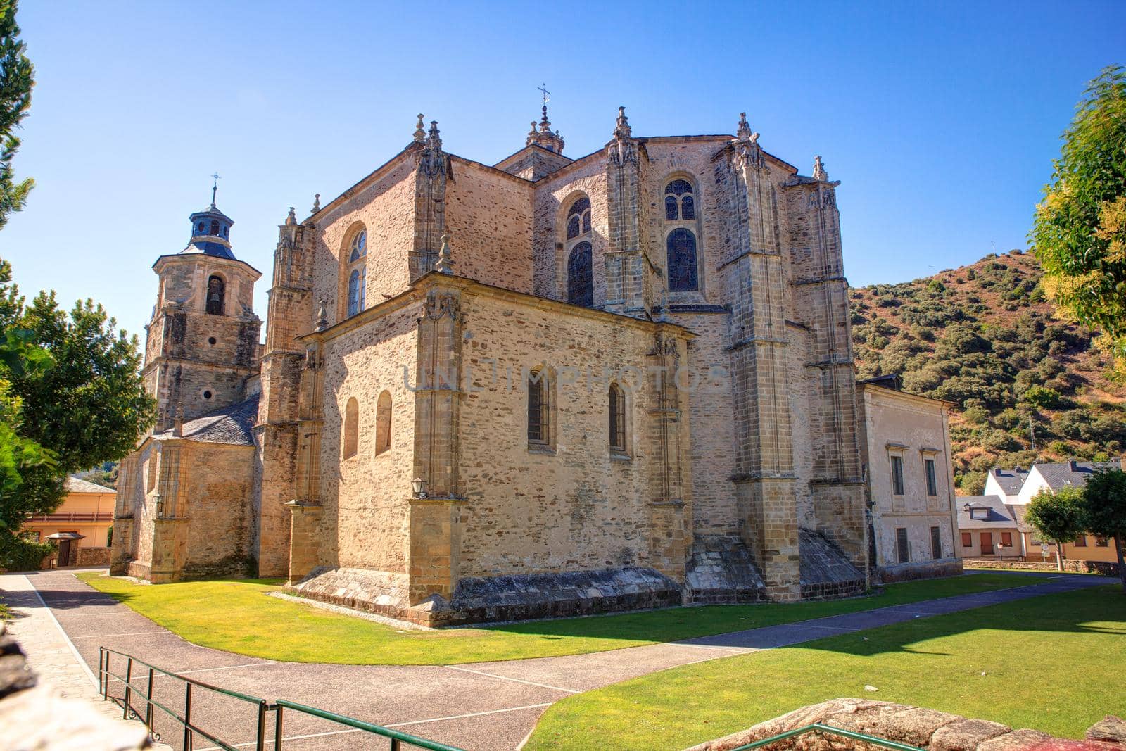 View of the Collegiate church of Santa Maria in Villafranca del Bierzo, Spain