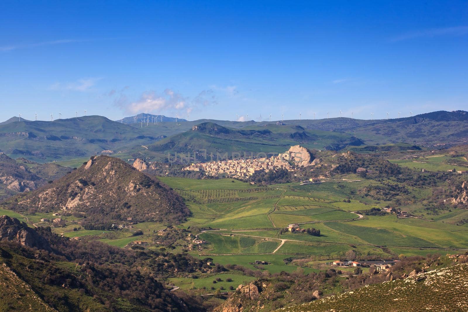 View of Sperlinga and spring countryside