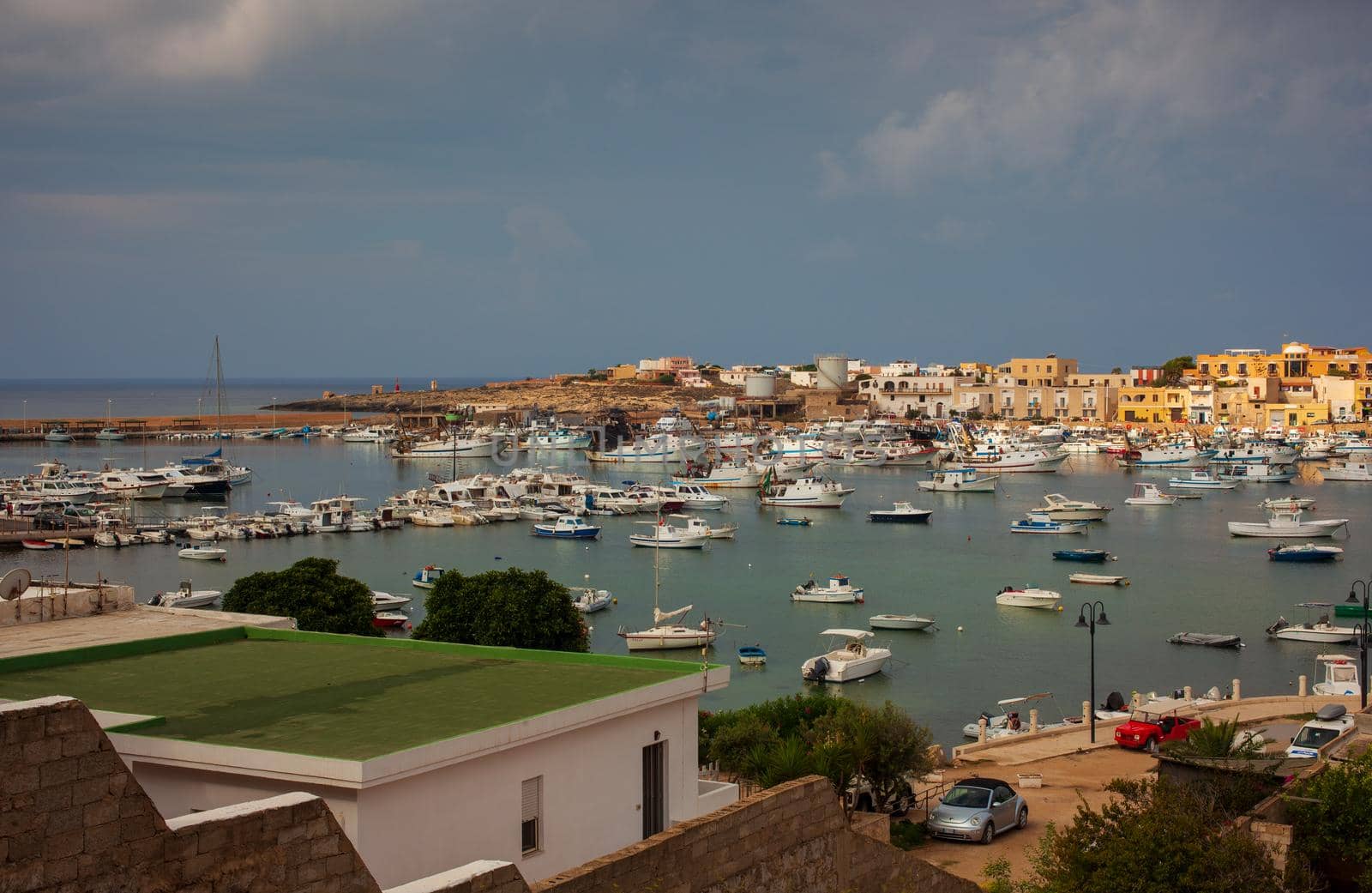 LAMPEDUSA, ITALY - AUGUST, 05: View of the Lampedusa old port on August 05, 2018