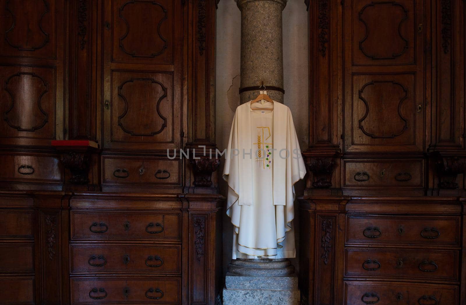 View of cassock, Christian clerical clothing in the church