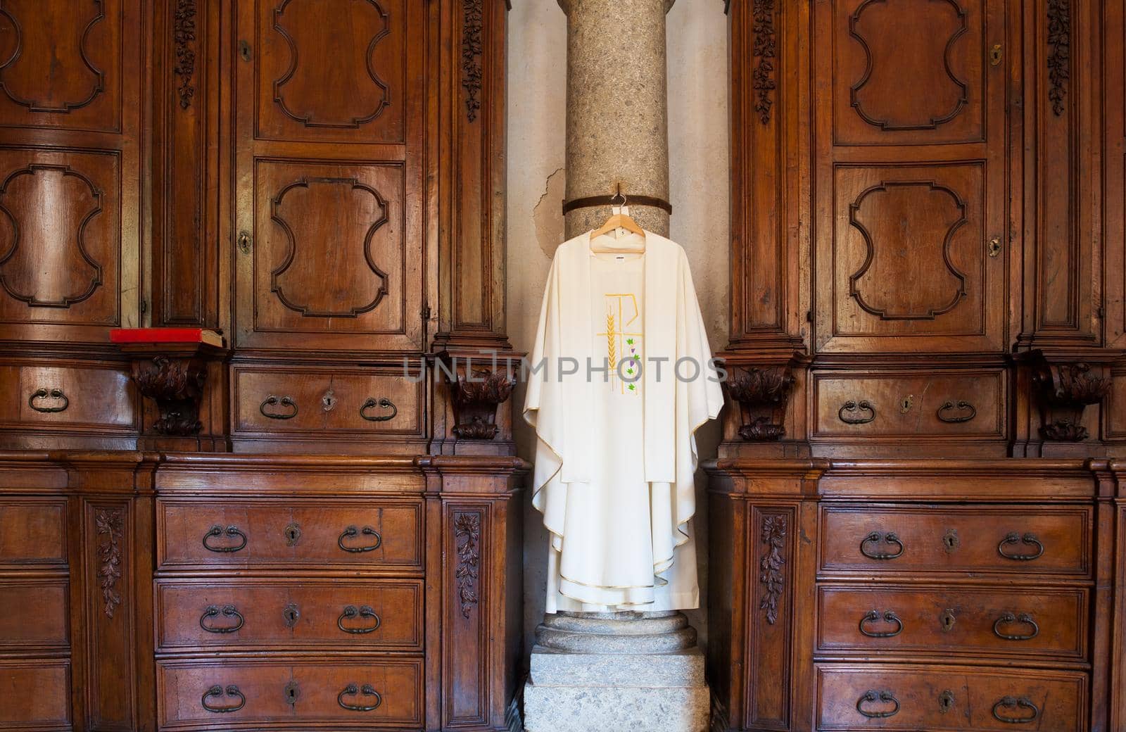 View of cassock, Christian clerical clothing in the church