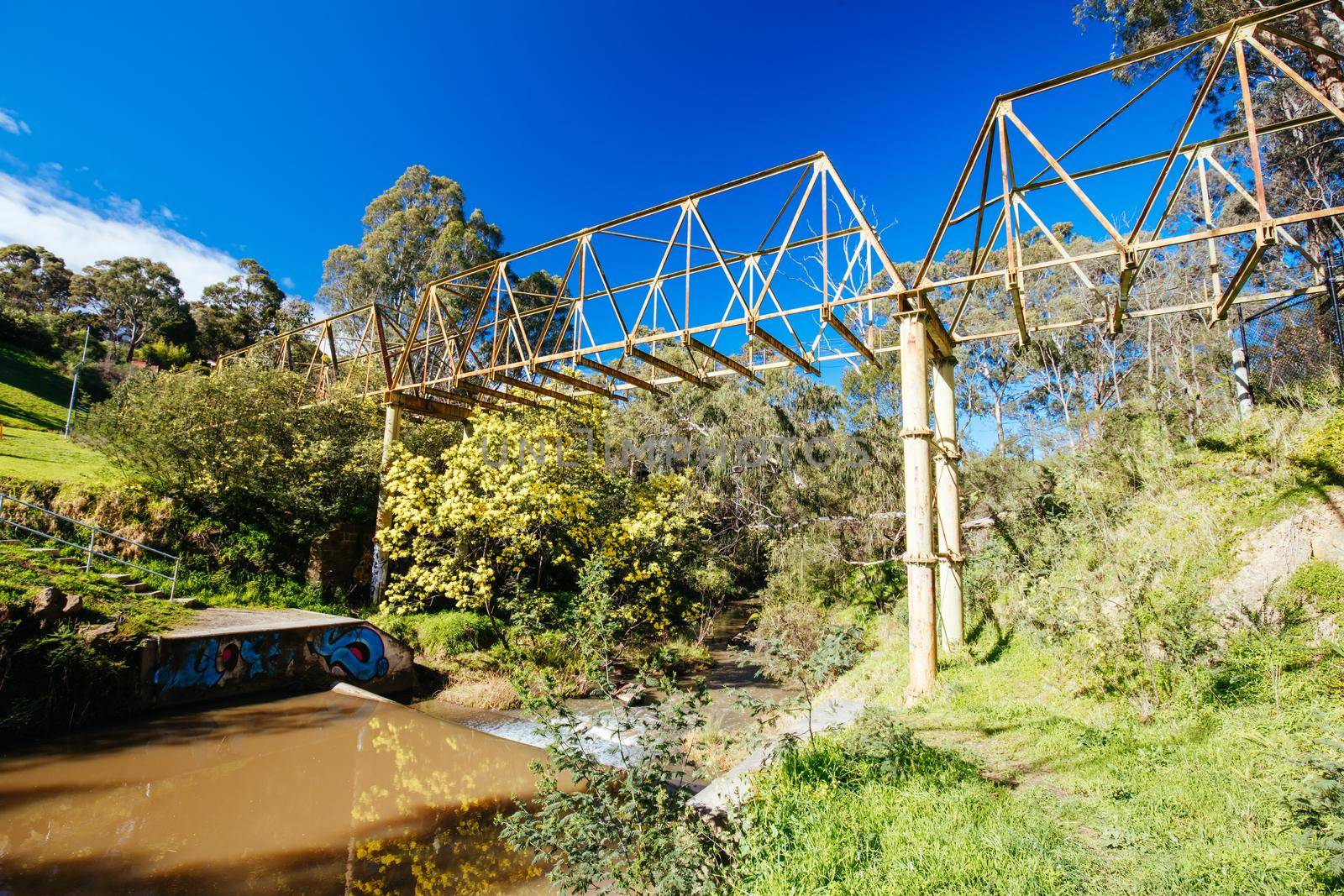 Mountain bike trails and landscape around Plenty Gorge in Northern Melbourne in Victoria, Australia