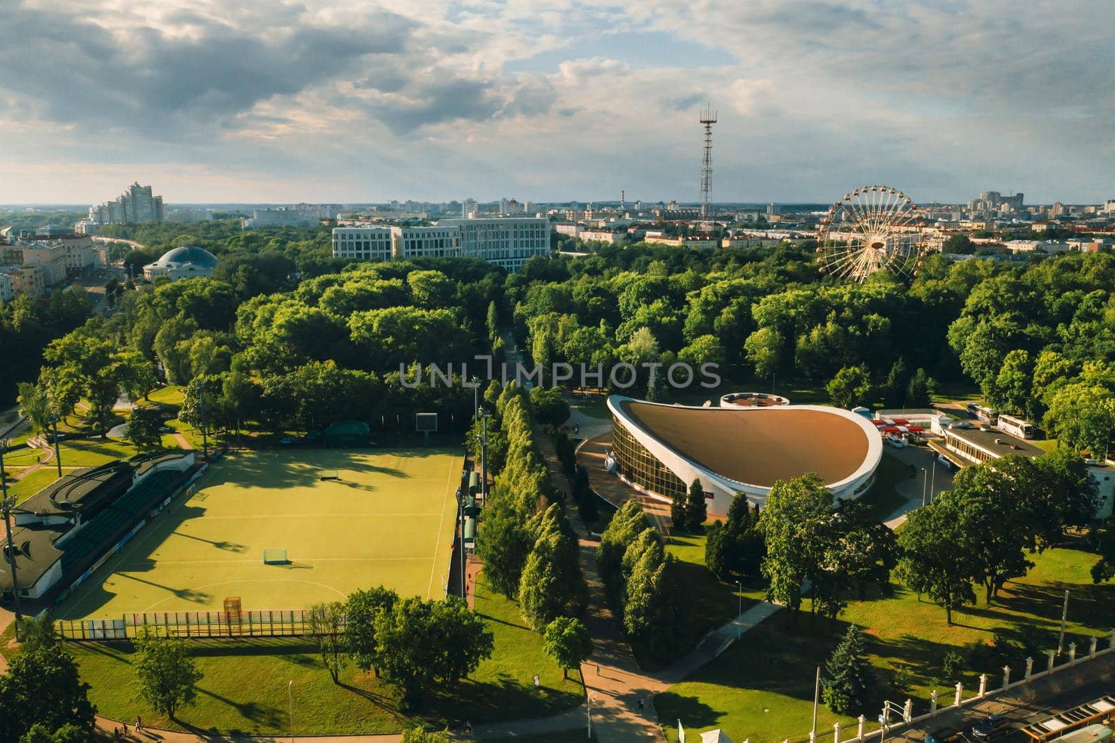 Sports ground and sports complex in the city's Gorky Park in Minsk.Soccer field and hockey complex in the city of Minsk.Belarus.