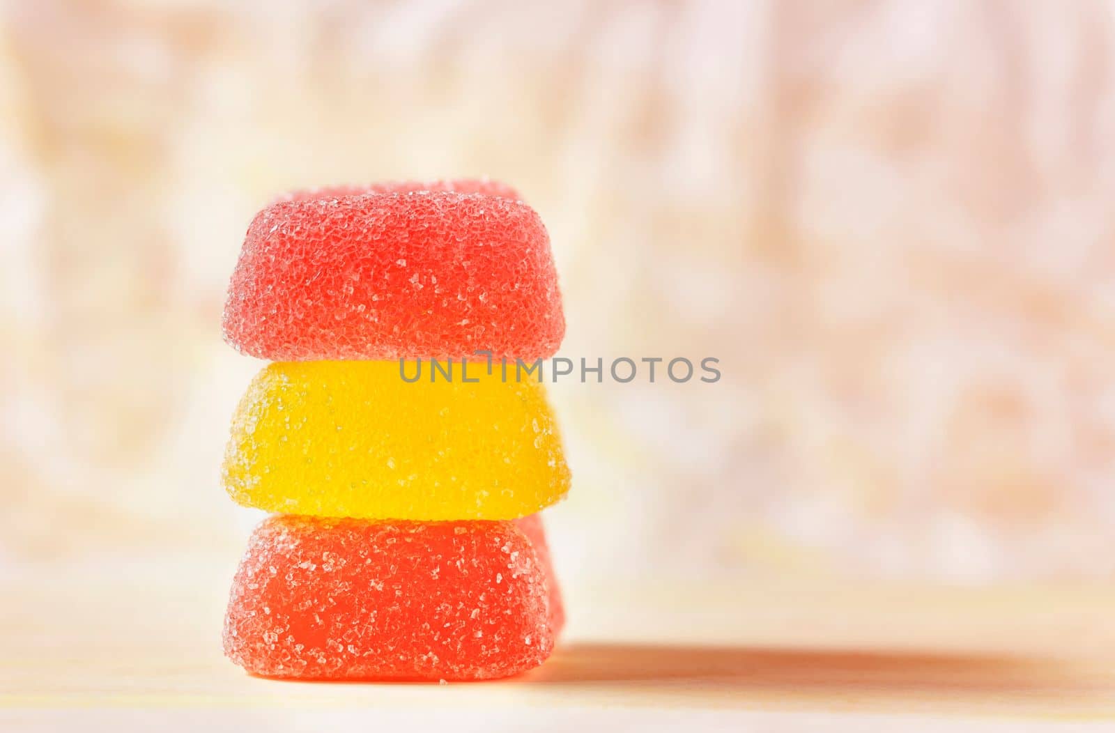 Red and yellow sugar fuit candies ,ready to eat unhelthy sweets