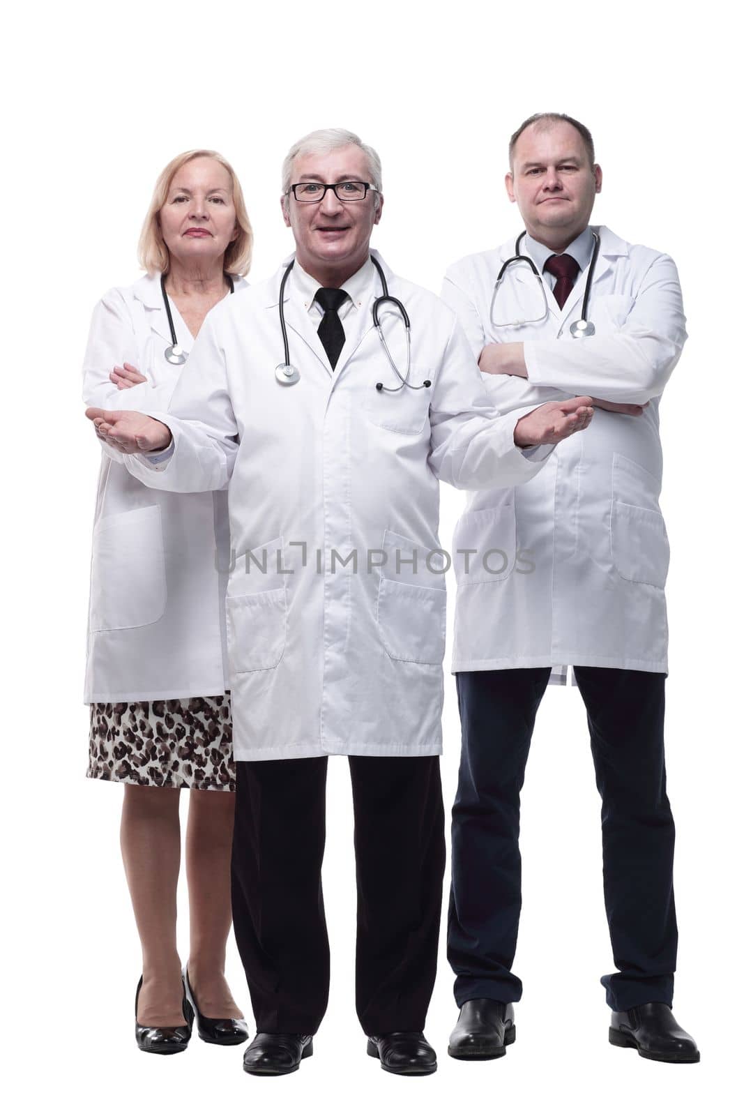 in full growth. group of leading medical specialists. isolated on a white background.