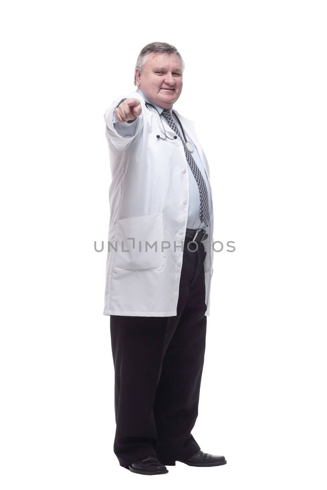 competent doctor in a white coat. isolated on a white by asdf