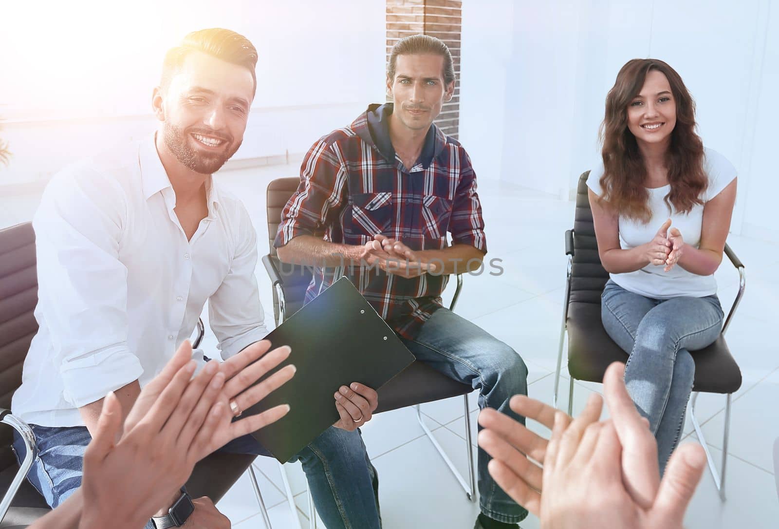 business team applauding their Manager.photo with copy space
