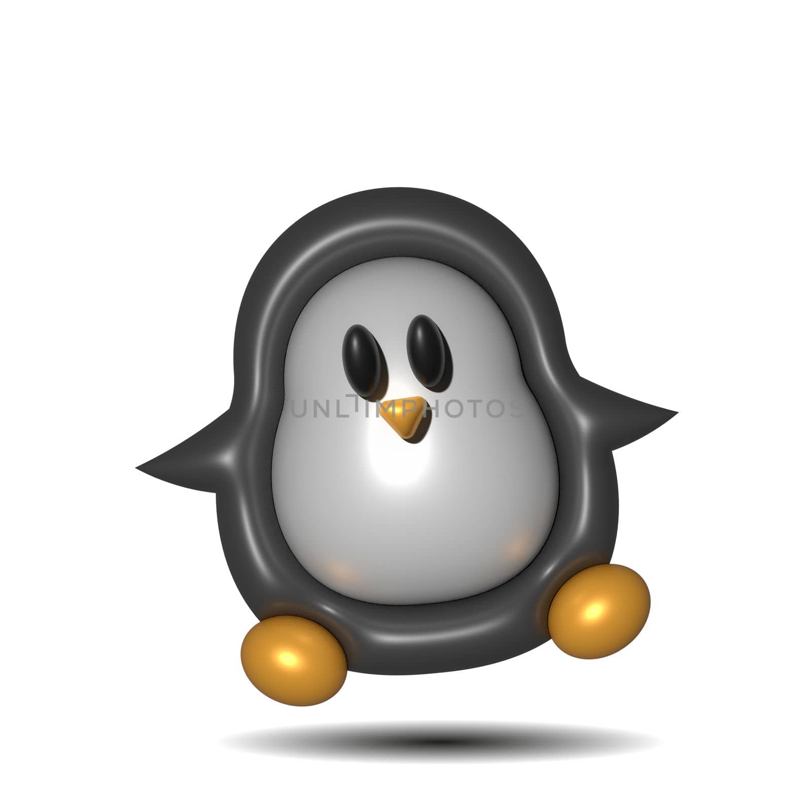 Cute Character happy jumping Penguin. 3d illustration. by AnastasiaPen