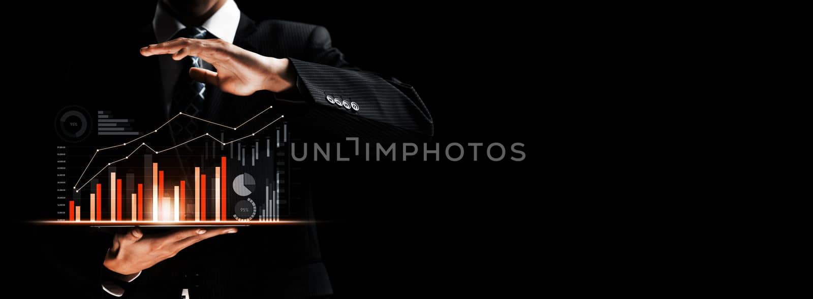 Businessman working with digital finance business graph of perceptive technology by biancoblue