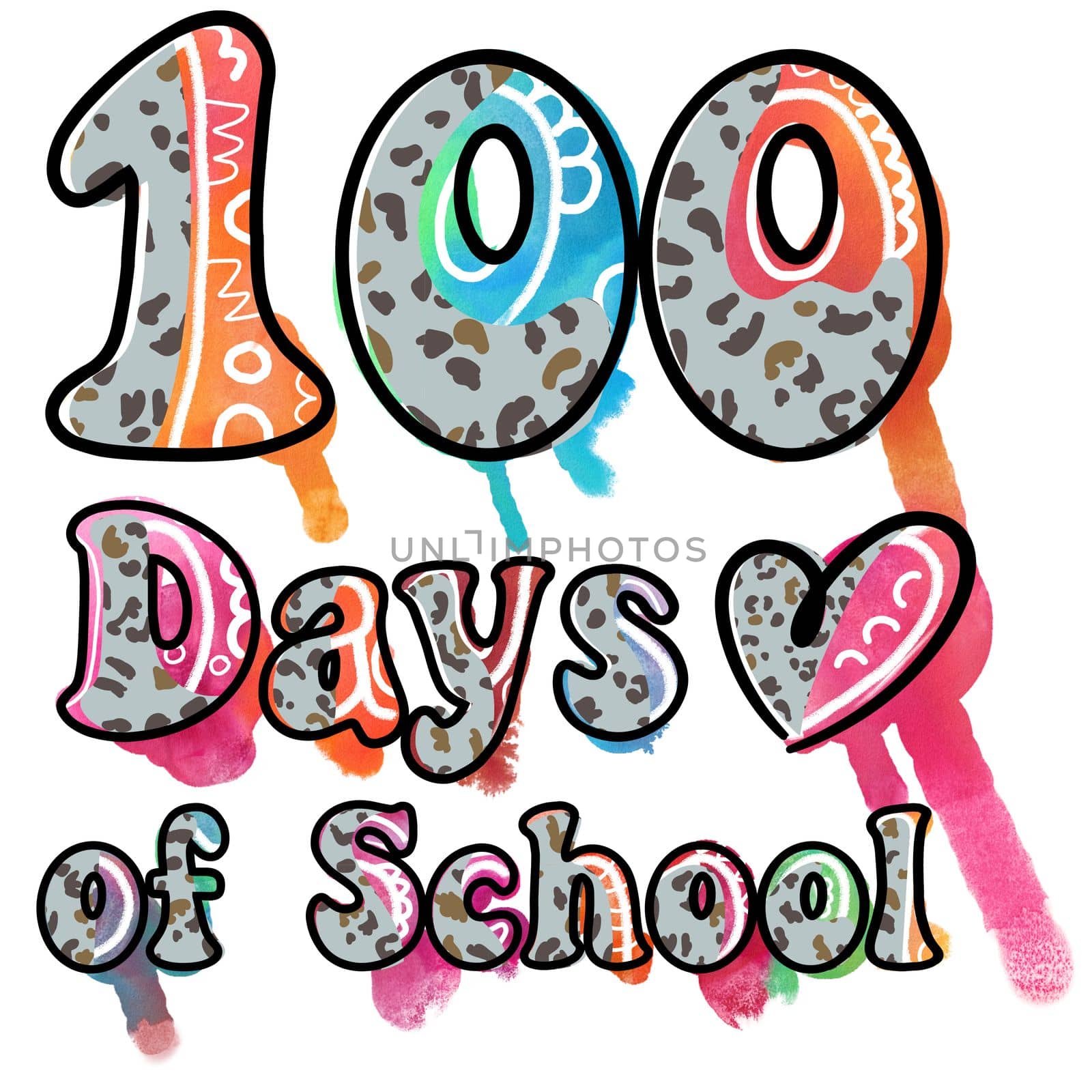 100 days of school, Leopard with Watercolor  by hadkhanong
