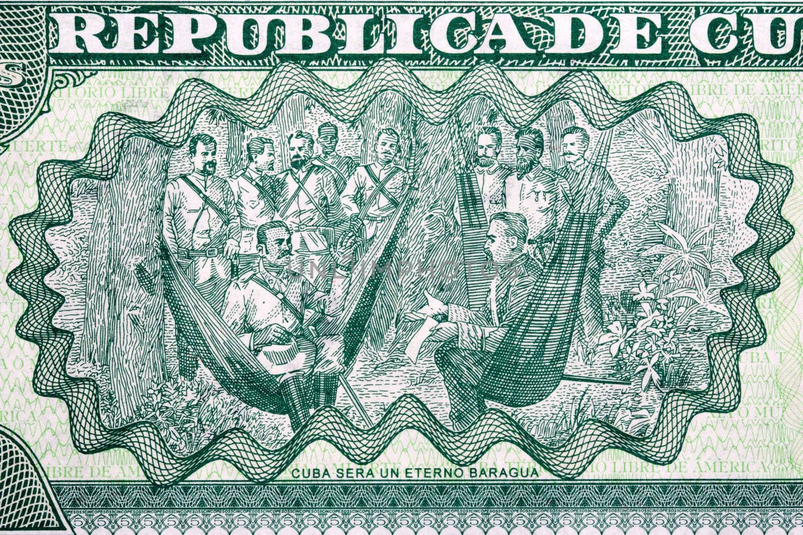 Antonio Maceo and general Martinez Campos at Mangos de Baragua from Cuban money - Pesos