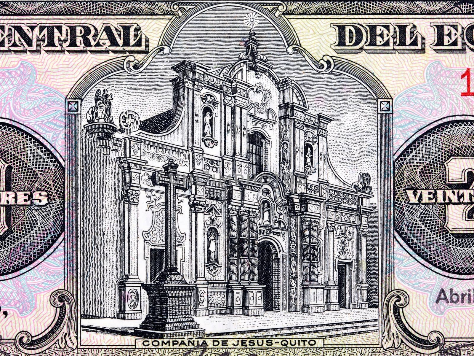 Church facade from old Ecuadorian money - Sucres