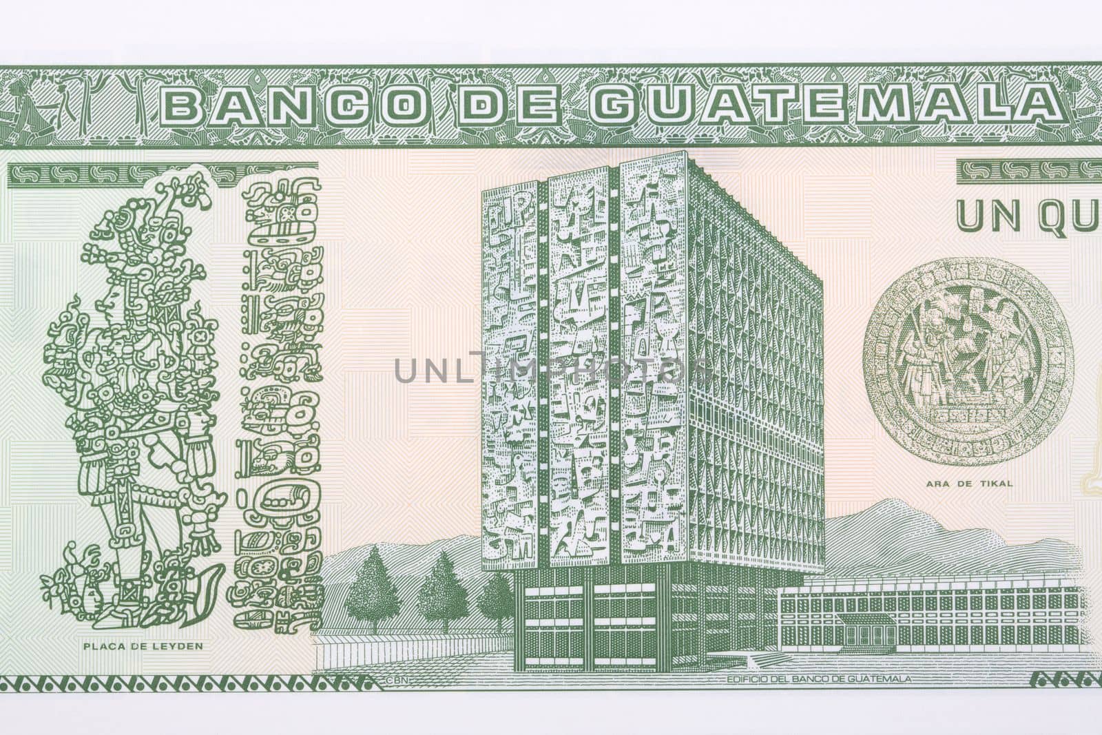 Bank of Guatemala building from money - Quetzal