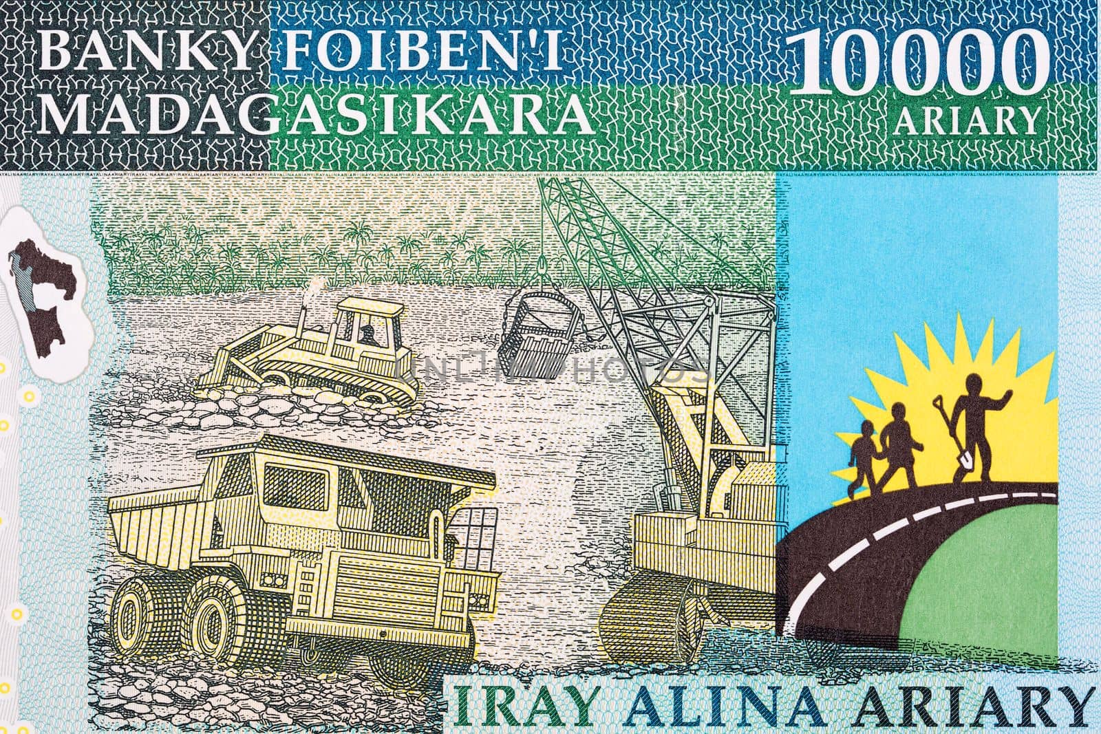 Road building from old Malagasy money - Ariary