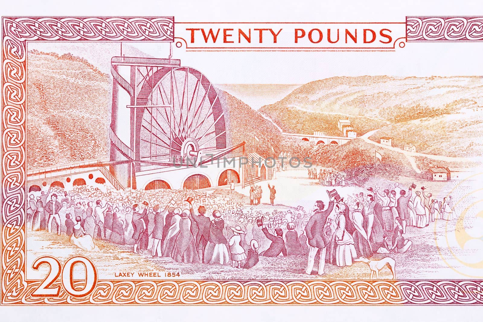 Laxey Wheel from Isle of Man money - Pounds