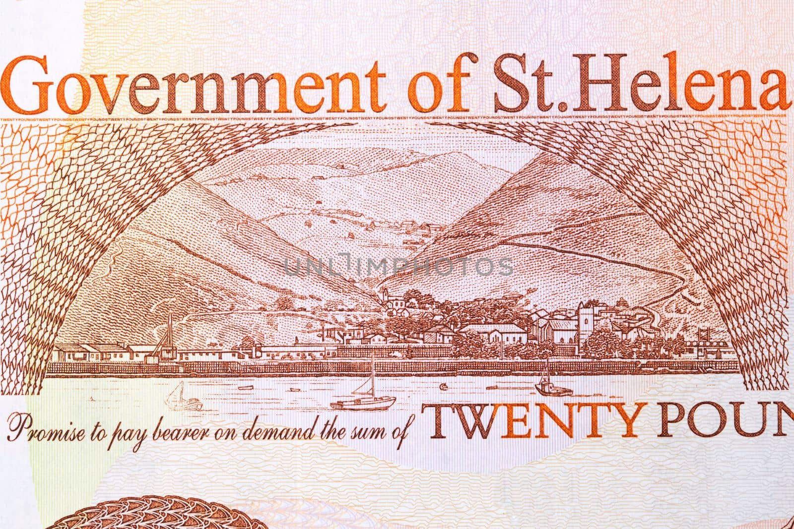 Modern harbor view from Saint Helena money - Pounds