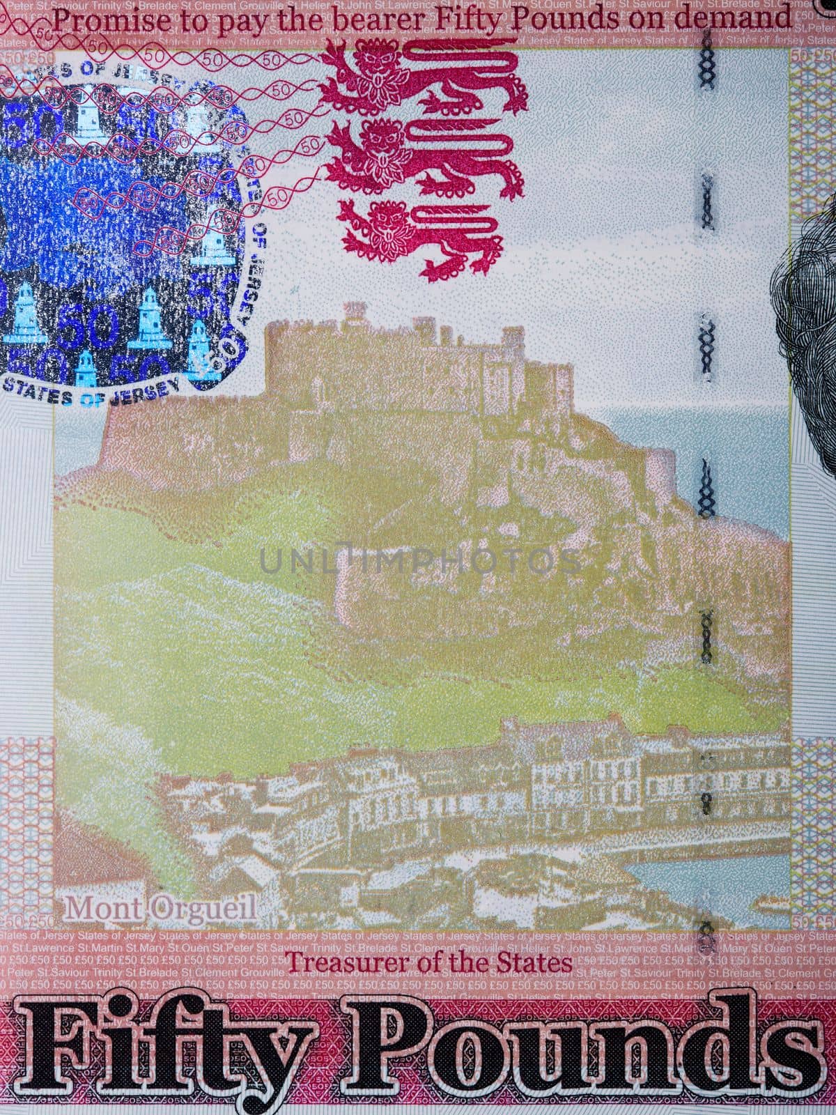 Mont Orgueil from Jersey money - Pounds