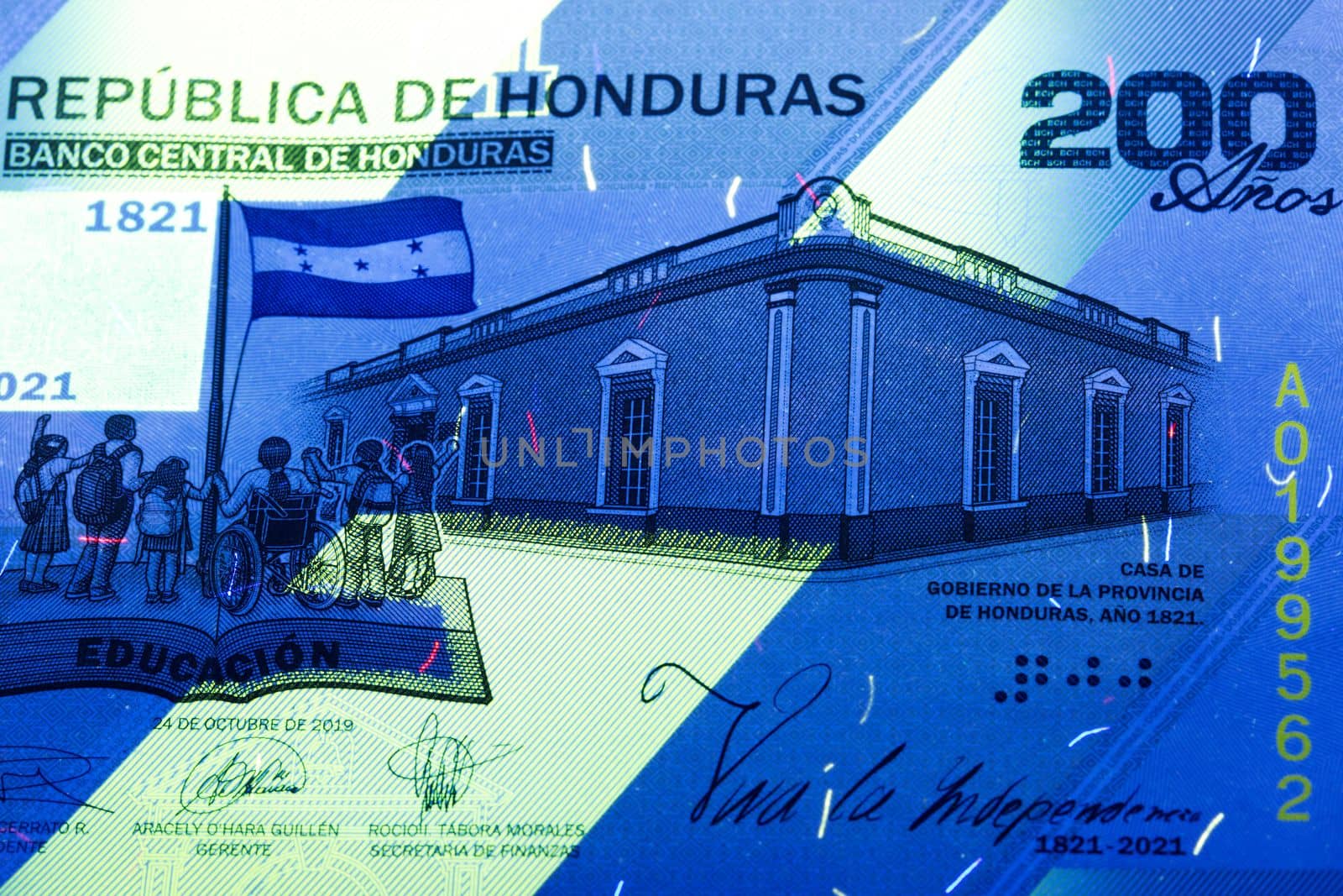 Honduran money in UV rays by johan10