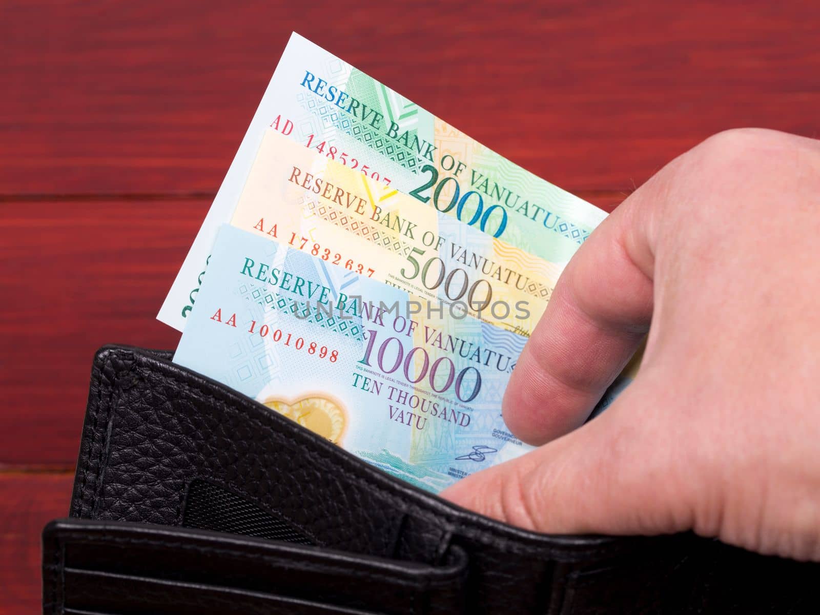 Vanuatu money - vatu in the black wallet