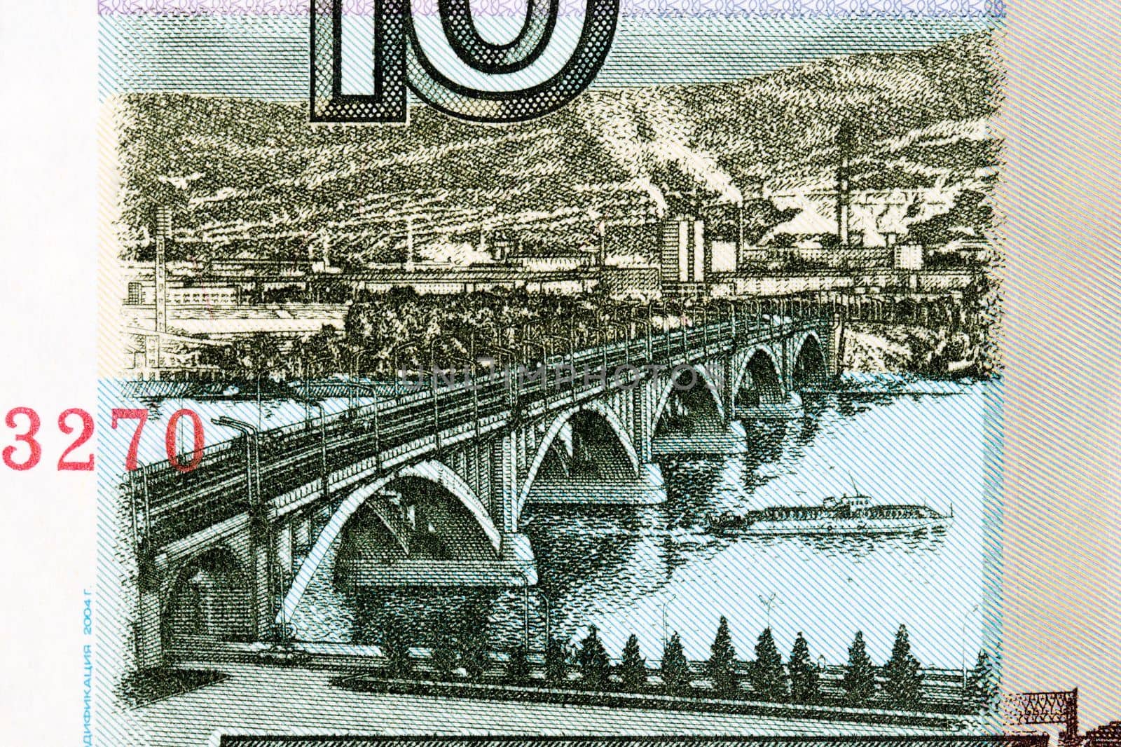 Bridge over the Yenisei in Krasnoyarsk from Russian money by johan10