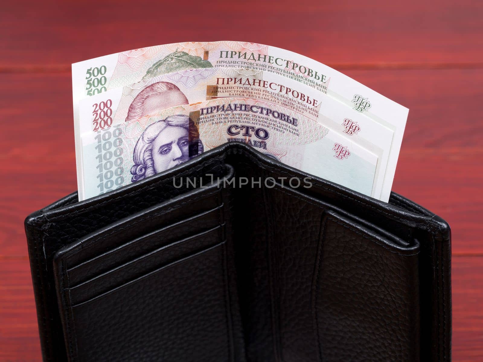 Transnistrian money - ruble in the black wallet by johan10