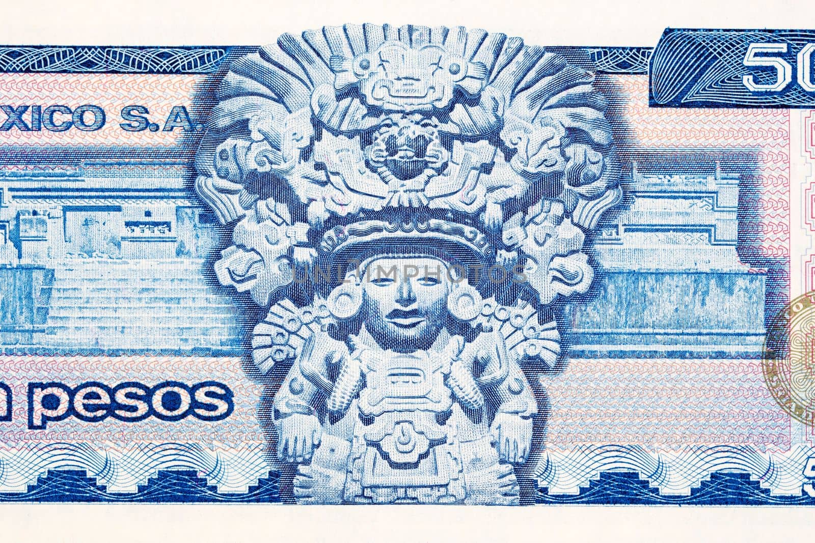 Aztec god from old Mexican money - Pesos