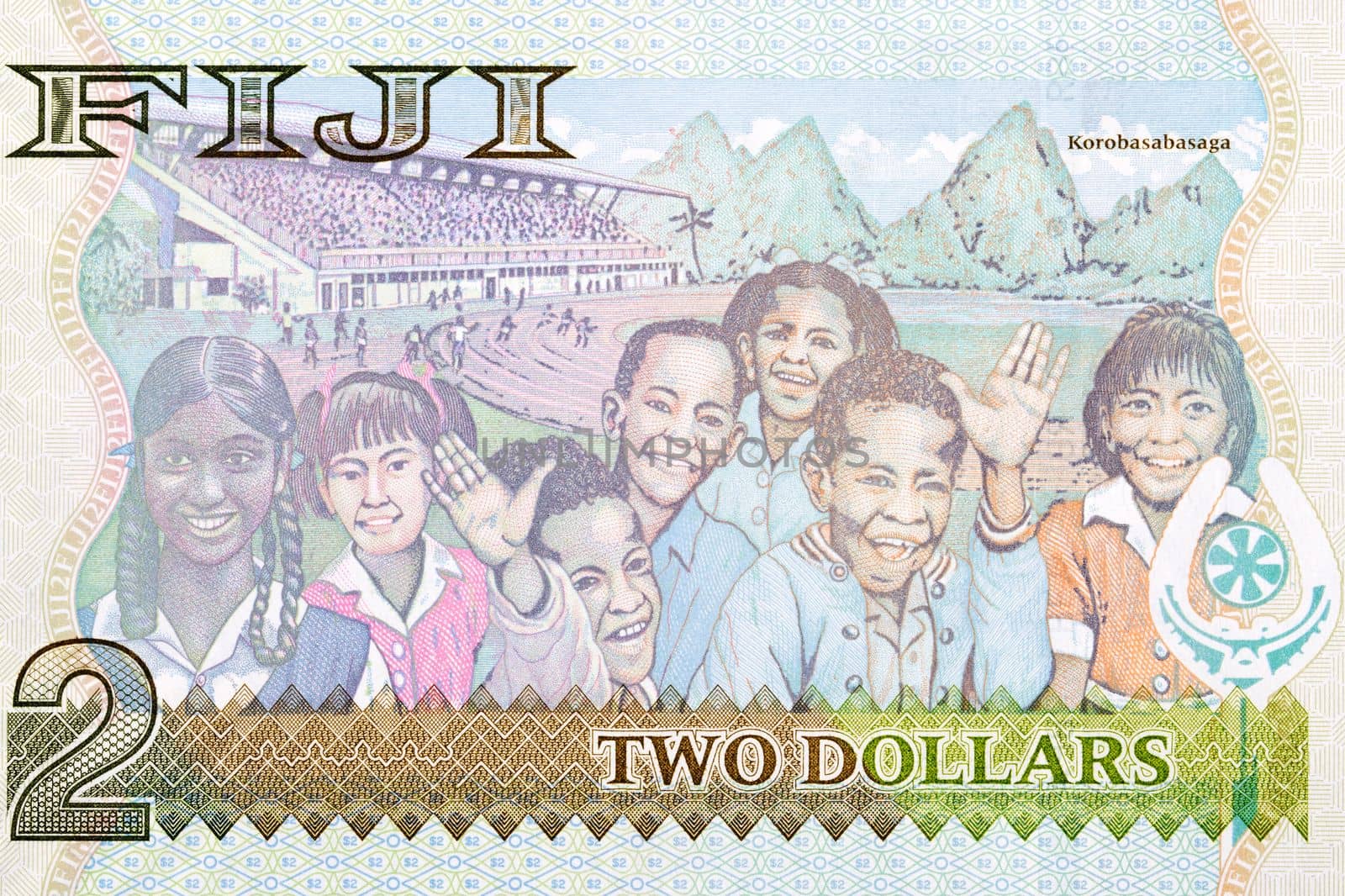School children and Mt Uluinabukulevu mountain from money by johan10