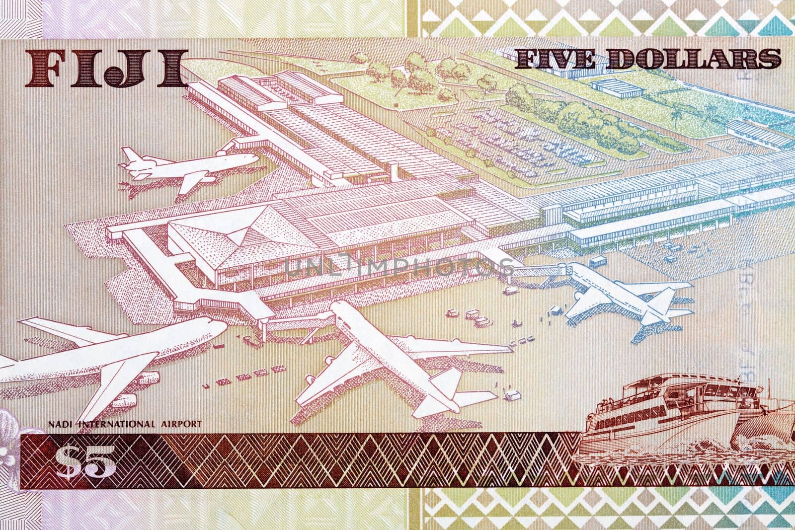 Aerial view of Nadi International Airport from Fijian money  by johan10