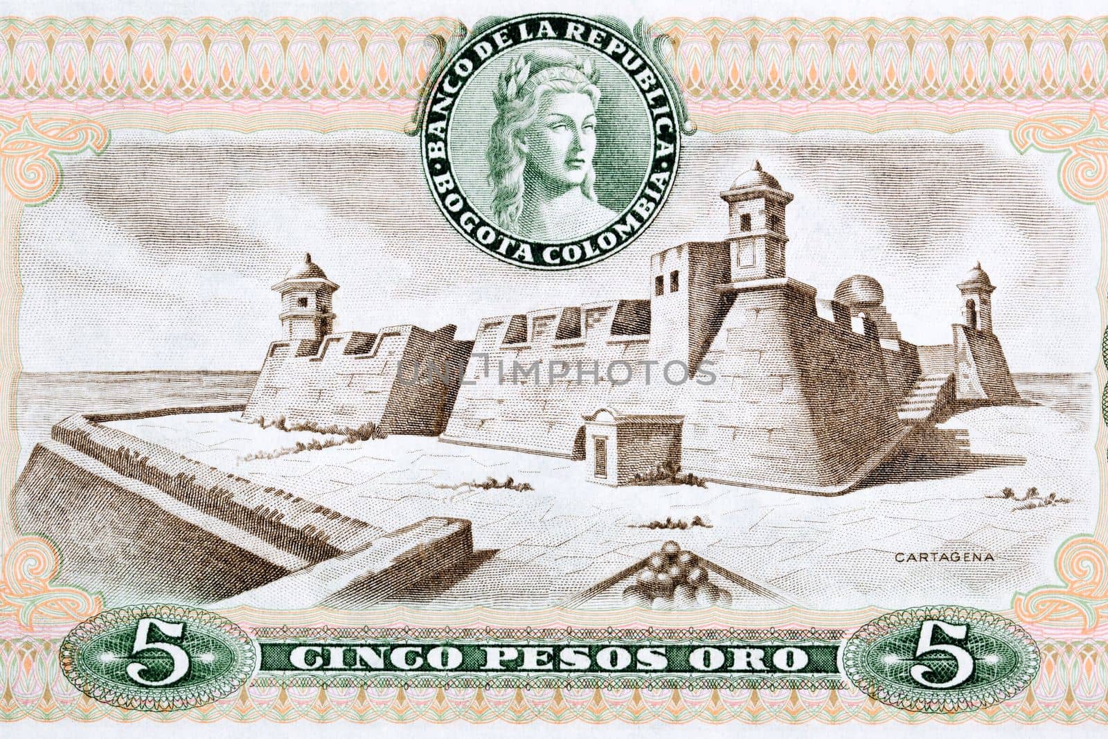 Fortress at Cartagena from old Colombian money by johan10