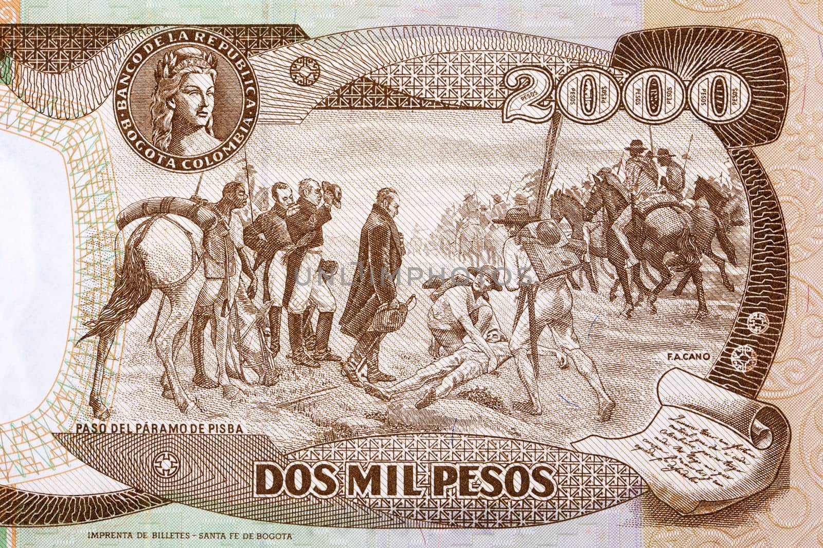 Scene at Paso del Paramo de Pisba from old Colombian money by johan10