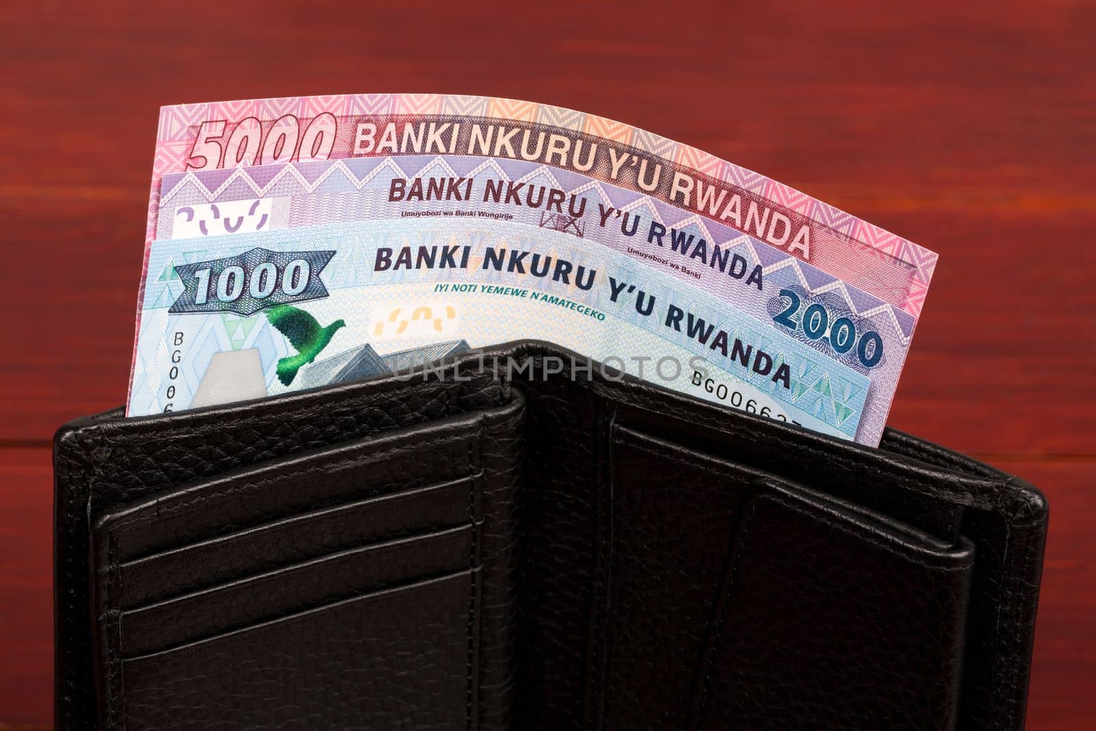 Rwandan money - franc in the black wallet