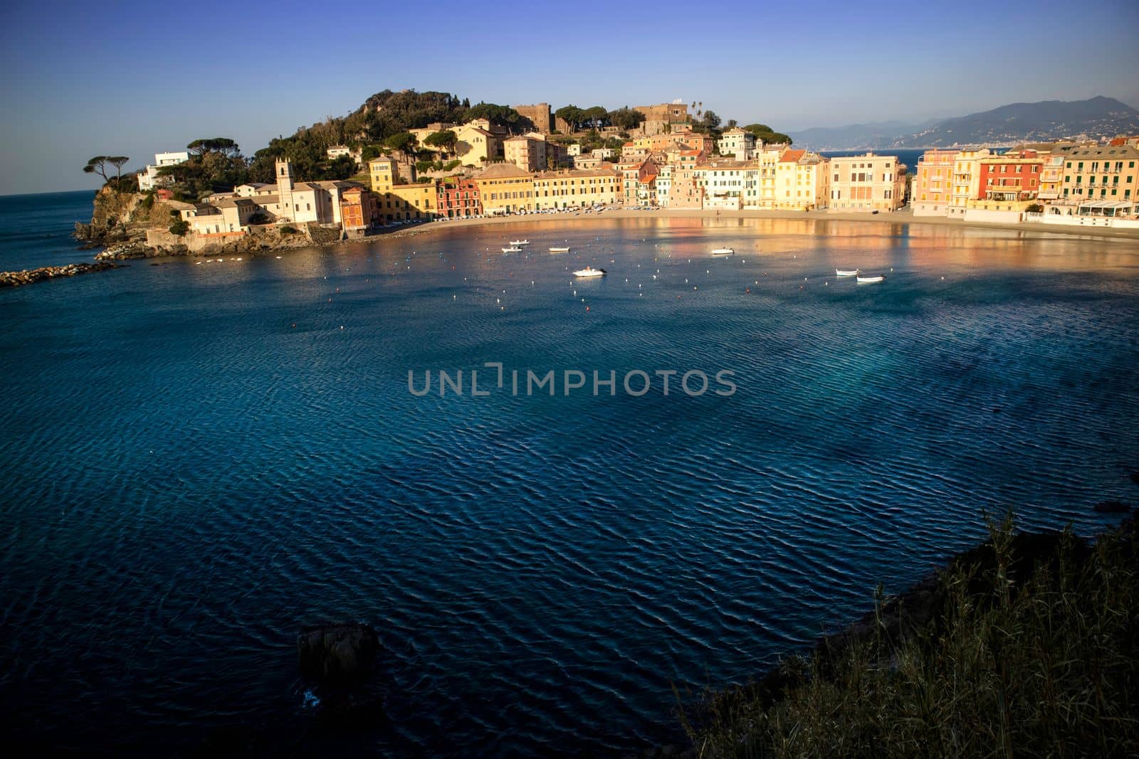 Photographic documentation of the Bay of Silence in Sestri Levante Italy taken at dawn 