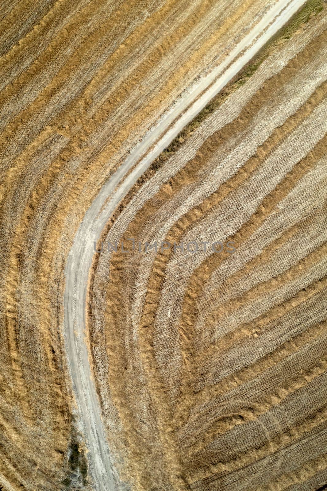 Aerial shot of a straw field left to dry 
 by fotografiche.eu