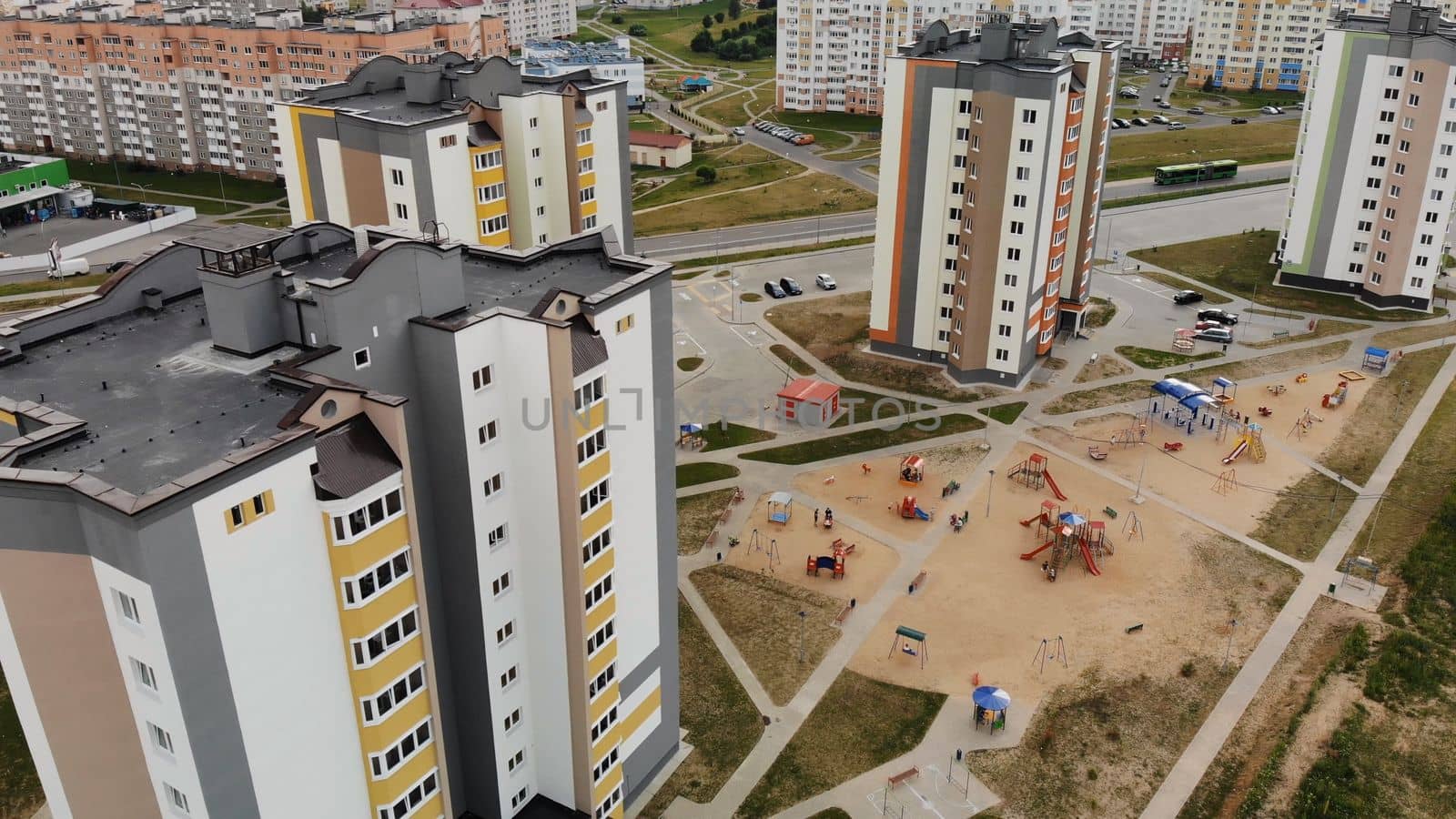 New residential apartment buildings. Aerial view