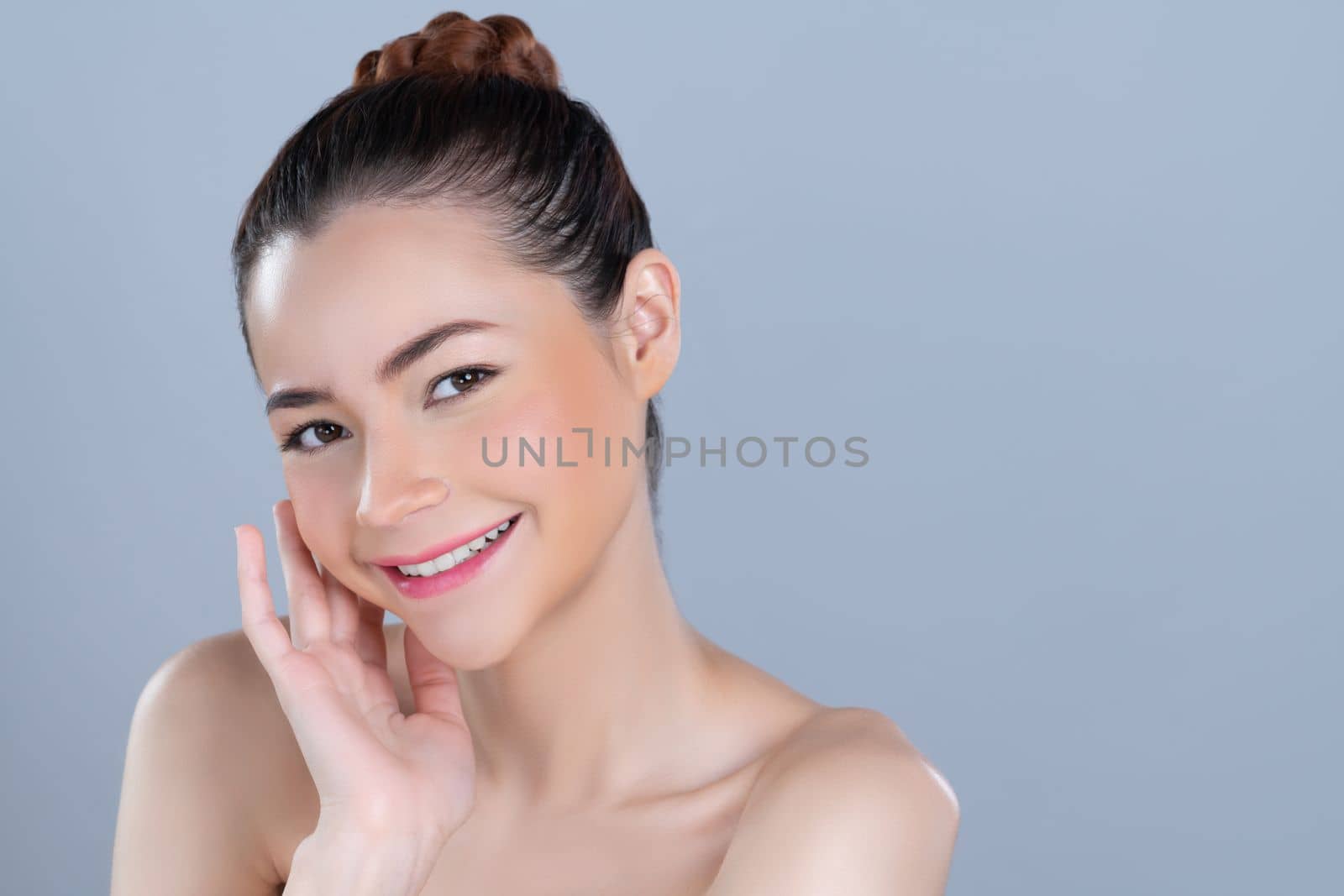 Glamorous beautiful woman with perfect smooth and clean skin advertisement. by biancoblue