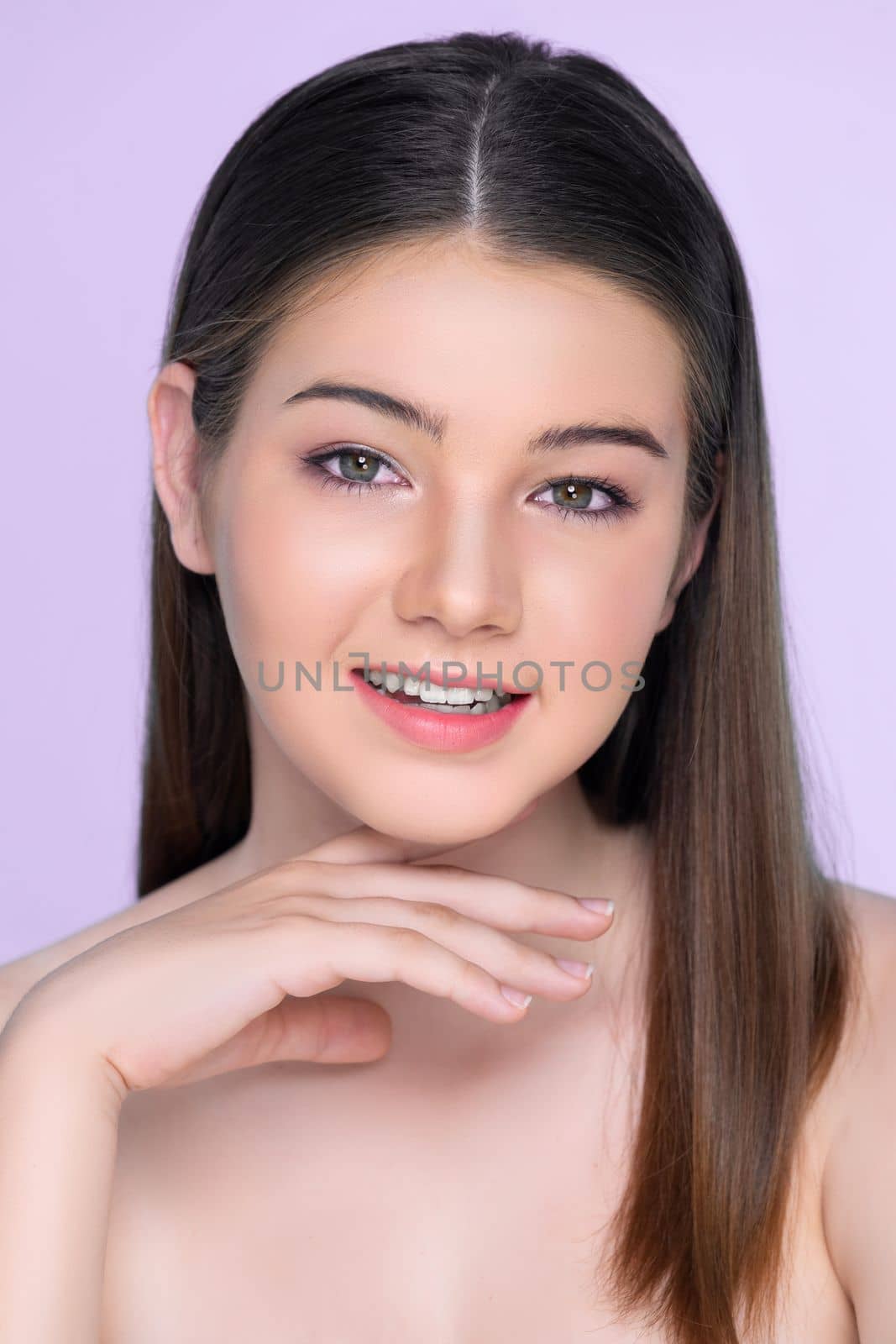 charming girl with flawless skin portrait for beauty and cosmetic concept. by biancoblue