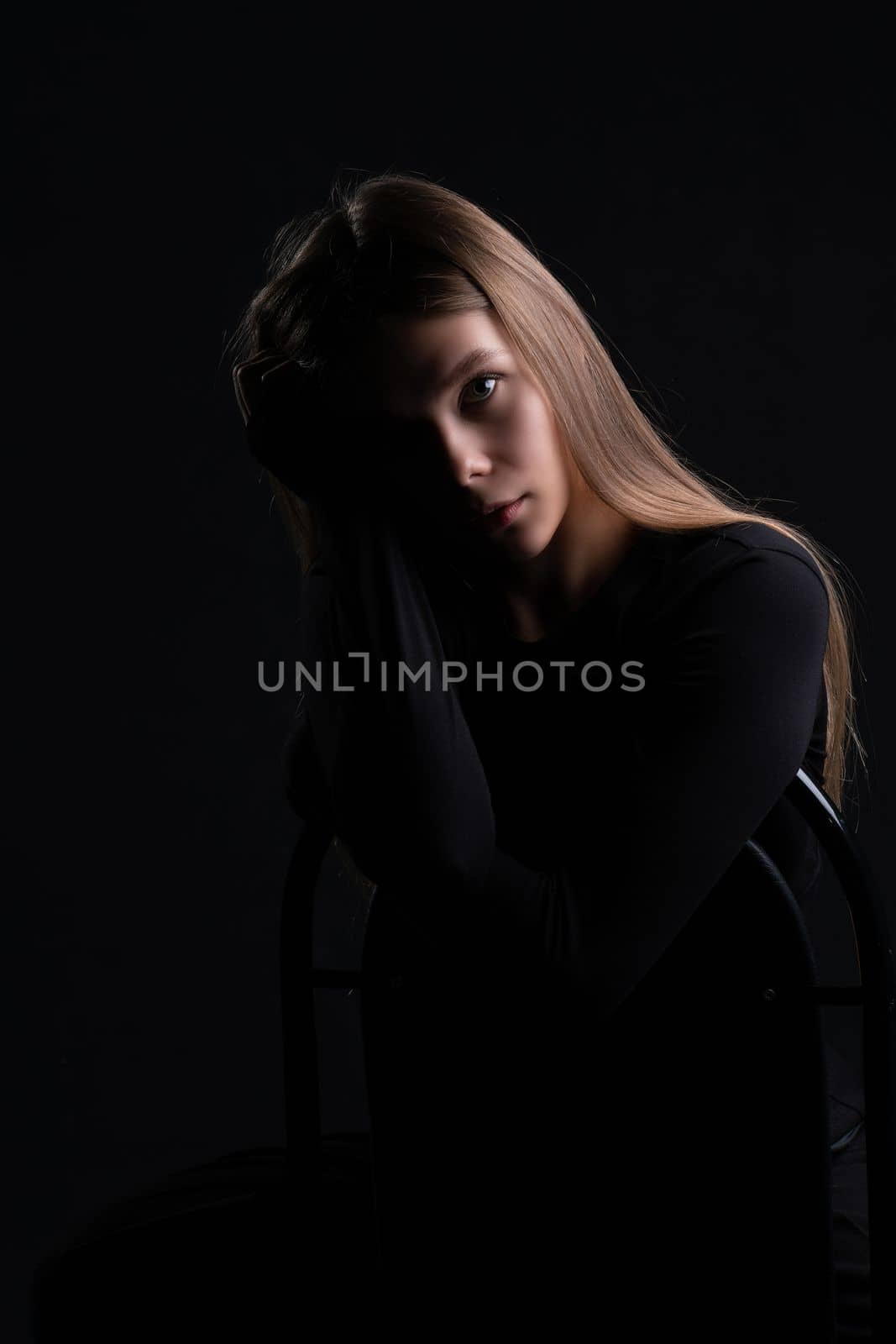 studio model black chair beautiful young female background woman style beauty girl barefoot by 89167702191