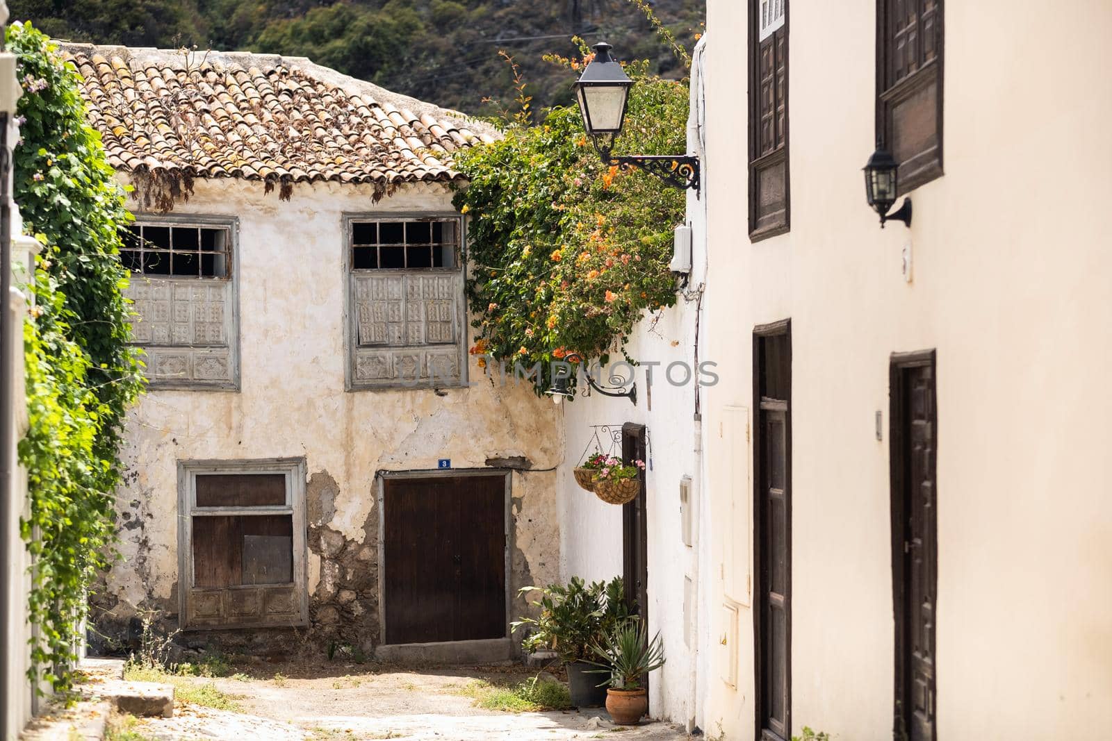 the courtyard in front of the front door . spain, canary islands, tenerife by Lobachad